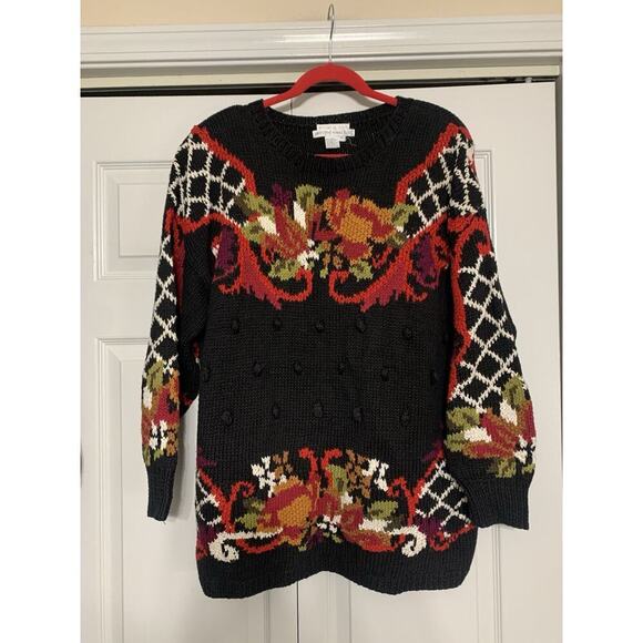 Vintage Jennifer Reed Too 80s Hand-Knit Wearable Art Heavy Artsy Sweater 2X - Picture 1 of 6
